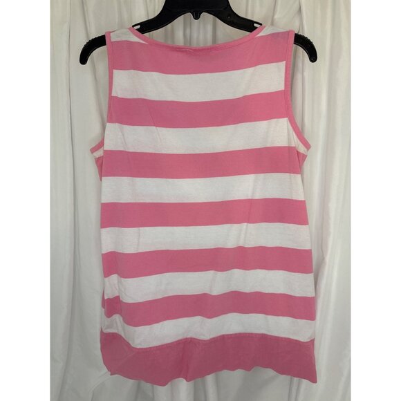 Liz Claiborne Womens Pink & White Striped Sleeveless Top L/G - Picture 4 of 4